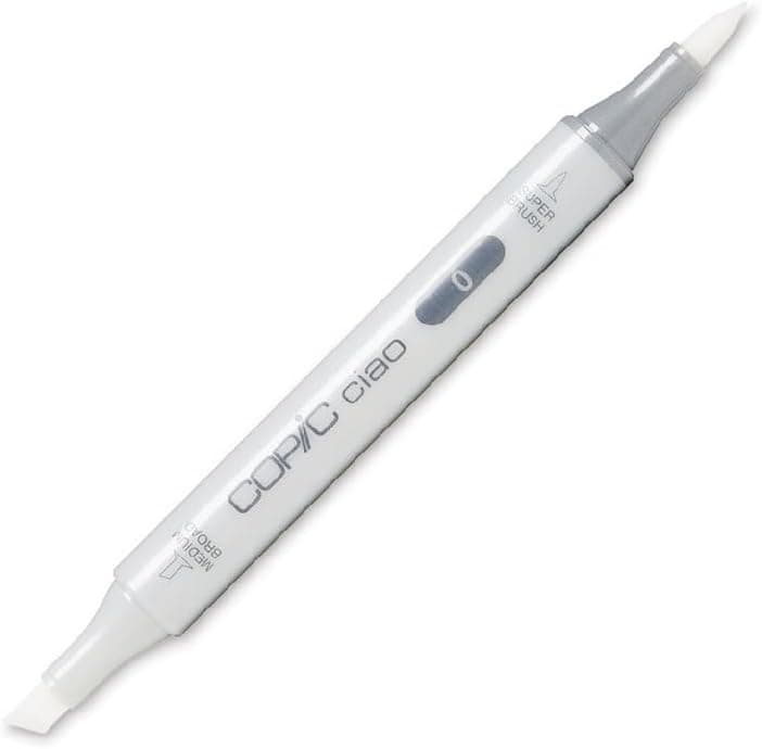 COPIC Ciao Marker 0 Colorless Blender - Clear, Dual-Tip Alcohol Blender with Brush and Chisel Tips