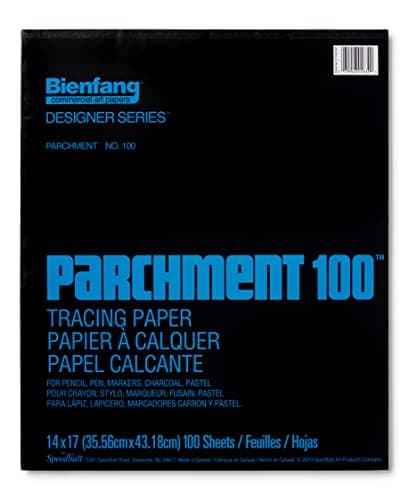 Bienfang Parchment 100 Tracing Paper Pad, 14" x 17", 100 Sheets, 24lb (40gsm) for Pencils, Pen, Marker, Charcoal, Pastel, Trace, Preliminary Drawing and Overlay