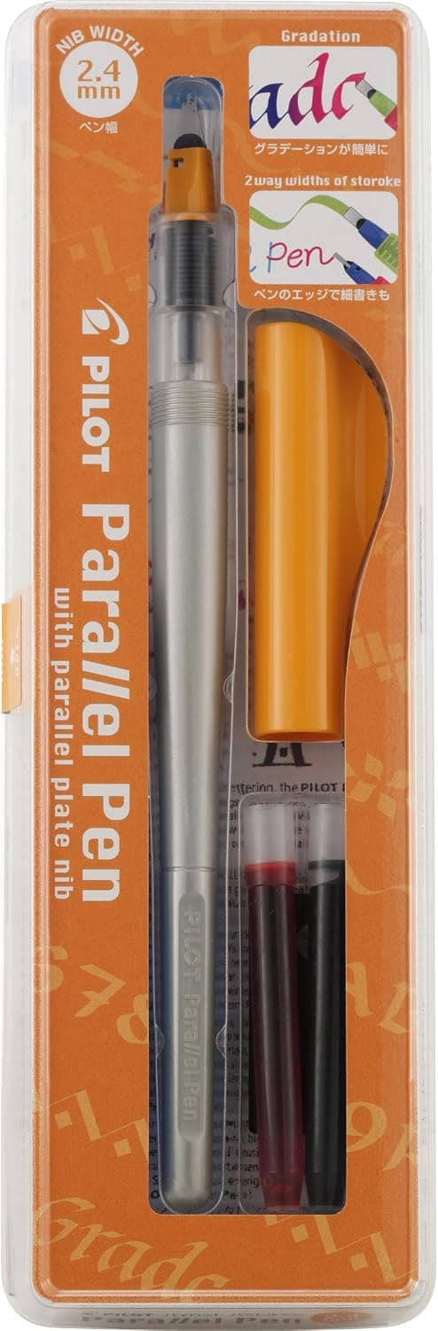 PILOT Parallel Calligraphy Pen Set, 2.4mm Nib with Black and Red Ink Cartridges (90051)