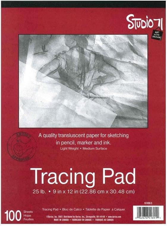 Darice 9x12 Inch Artist's Tracing Paper, 100 Sheets - Translucent Tracing Paper for Pencil, Marker and Ink, Lightweight, Medium Surface (97490-3)