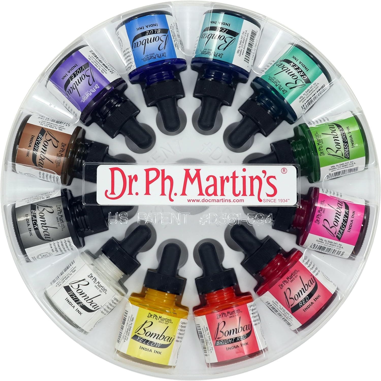 Dr. Ph. Martin's Bombay India Ink (Set 1), 1.0 oz, Set of 12 Bottles