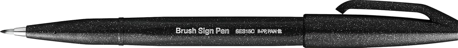 Pentel Fude Touch Sign Pen, Black, Felt Pen Like Brush Stroke (SES15C-A)