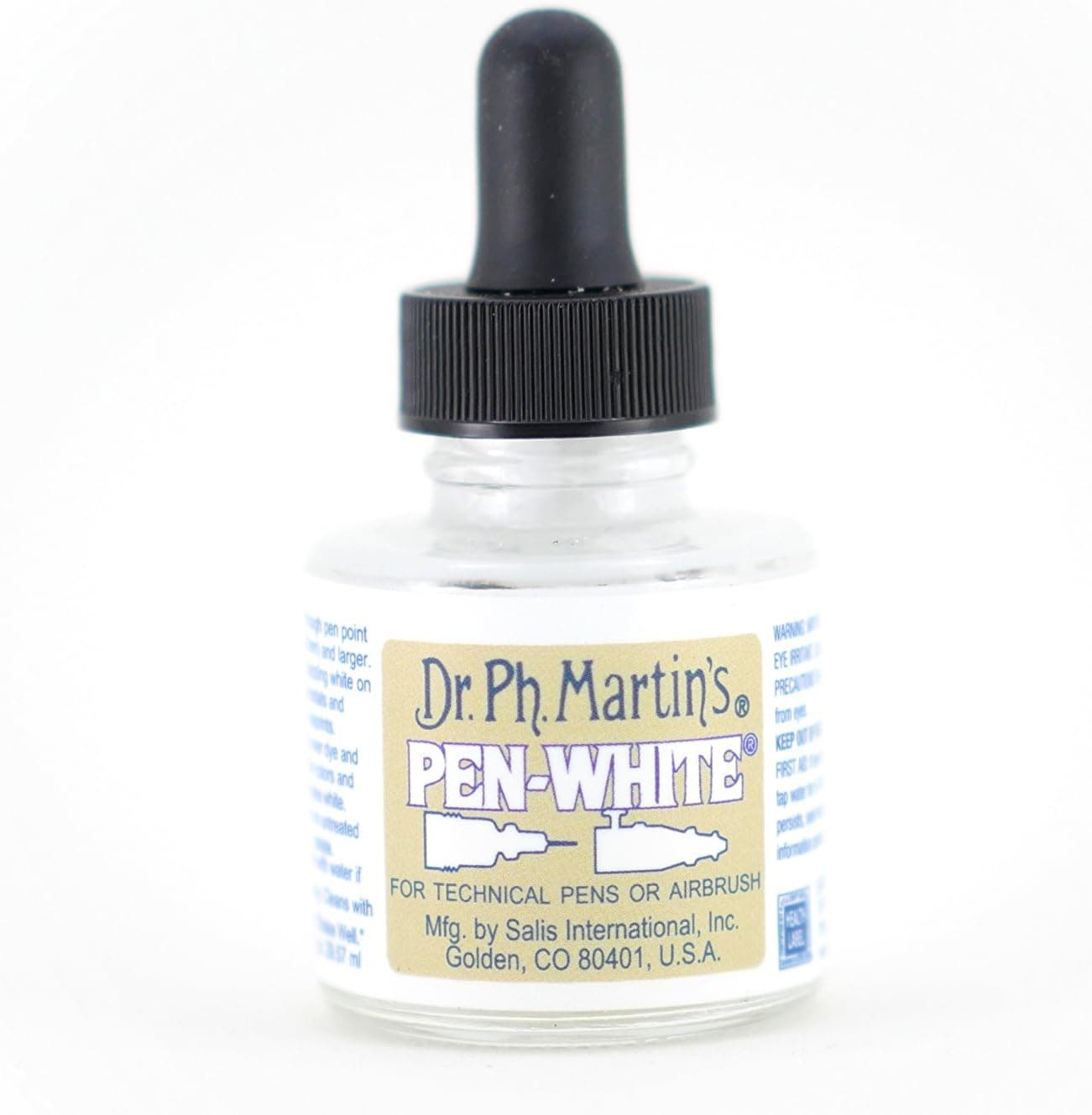 Dr. Ph. Martin's Pen-White Ink Bottle, 1.0 oz, White