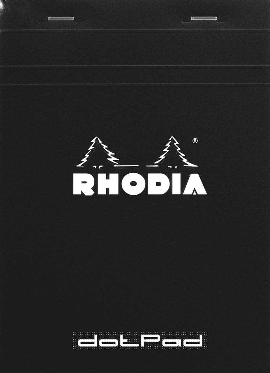 RHODIA cf16559 Notepad, Dot Pad, No. 16 (A5), 80 Sheets, Dot Ruled, Water Repellent Cover, Perforated, Black