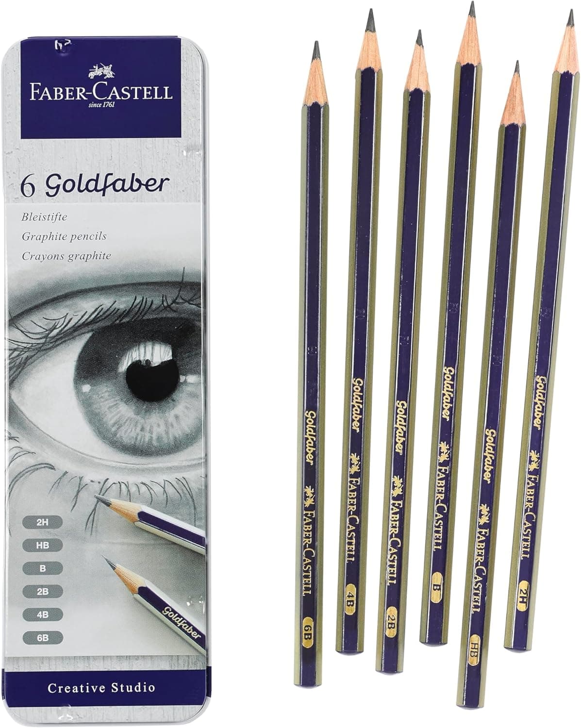 Faber-Castell Graphite Sketch Pencil Set - 6 Graphite Pencils (2H, HB, B, 2B, 4B, 6B)