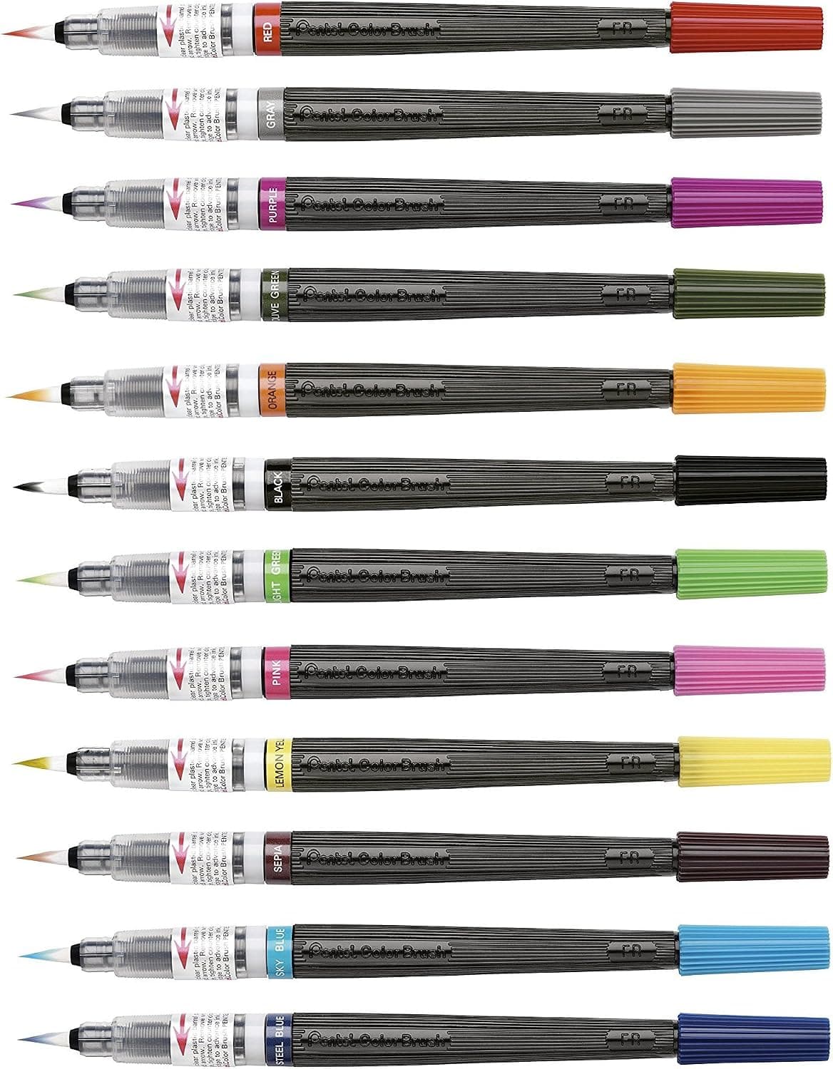 Pentel Art Brush Color Brush Pens, 18 Color Set