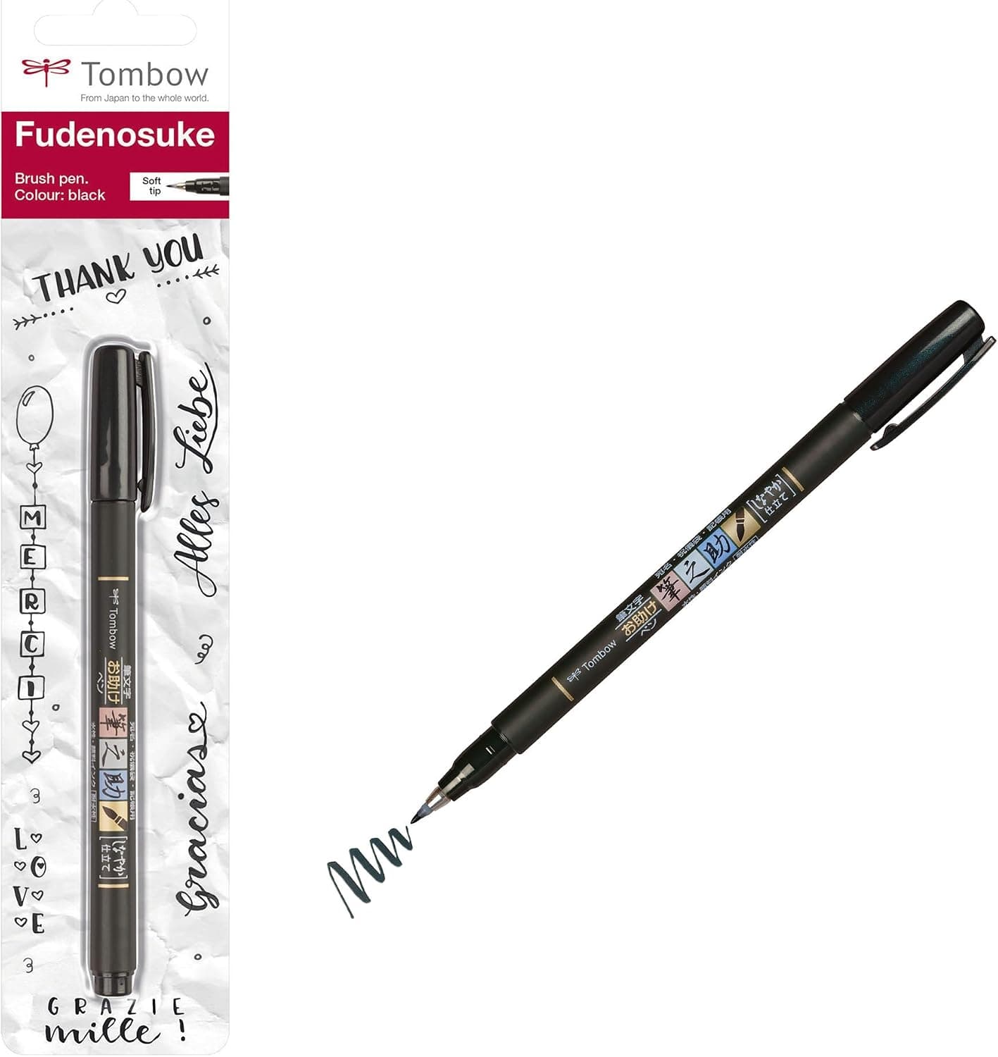 Tombow Fudenosuke Brush Pen, Soft Tip, Black