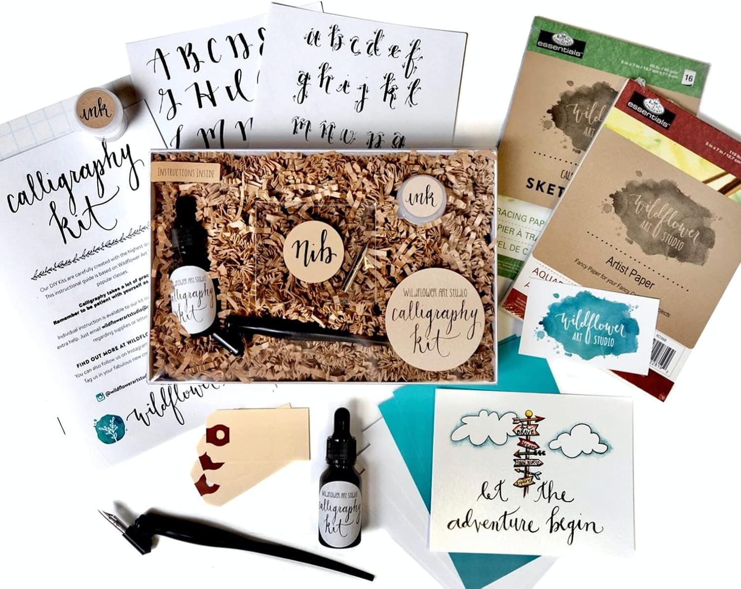 Calligraphy Starter Kit - Beginner Modern Calligraphy DIY Kit - Oblique Pen Hand Lettering with Nib