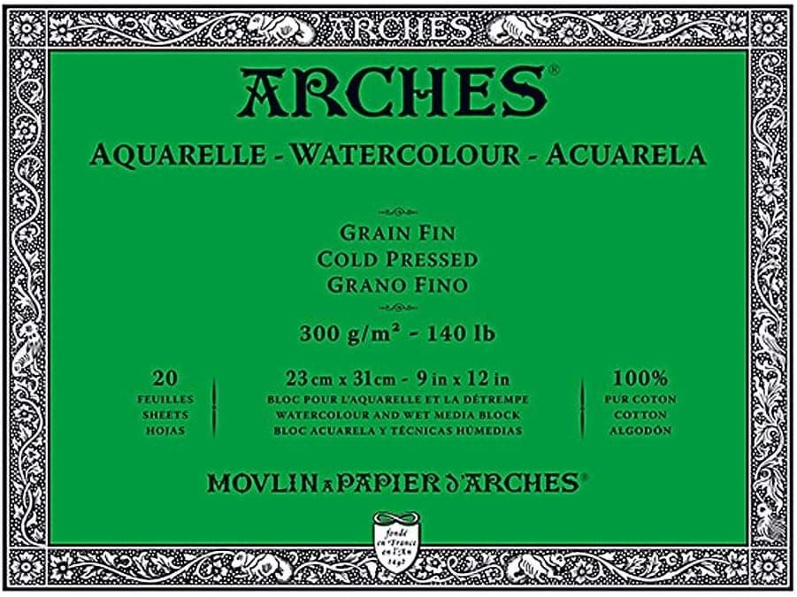 Arches Watercolor Paper Block, Cold Press, 9 x 12 Inch, 140 Pound