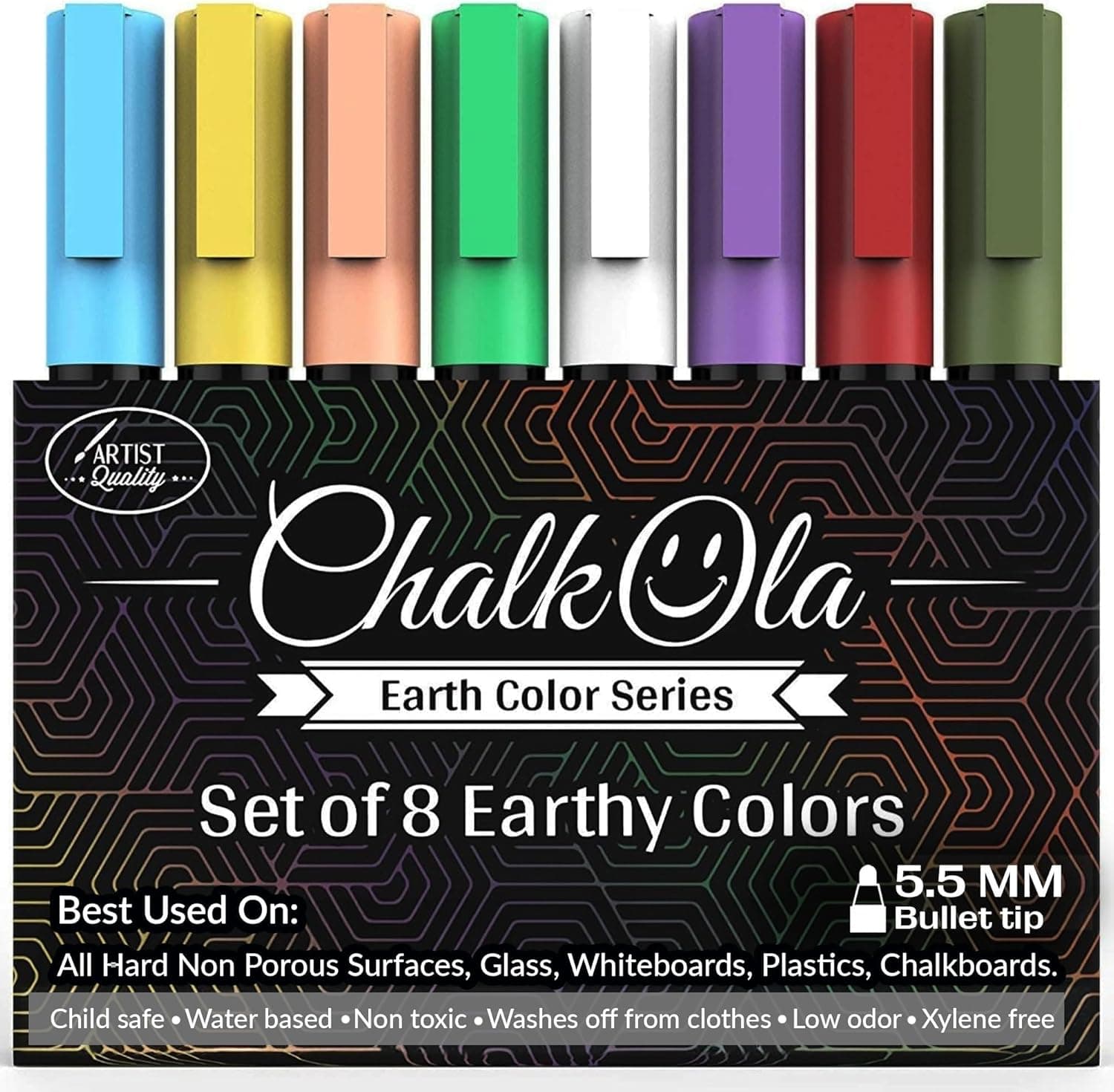 Chalkola 8 Pastel Liquid Chalk Markers, 6mm Reversible Tip, Erasable