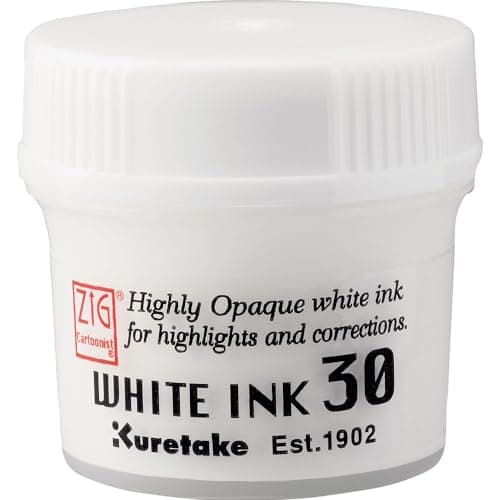 Kuretake ZIG Cartoonist White Ink 30ml, for dip Pen, Brush, Drawing, Calligraphy, Illustration, Lettering, for Professional, Artists, Manga, Made in Japan