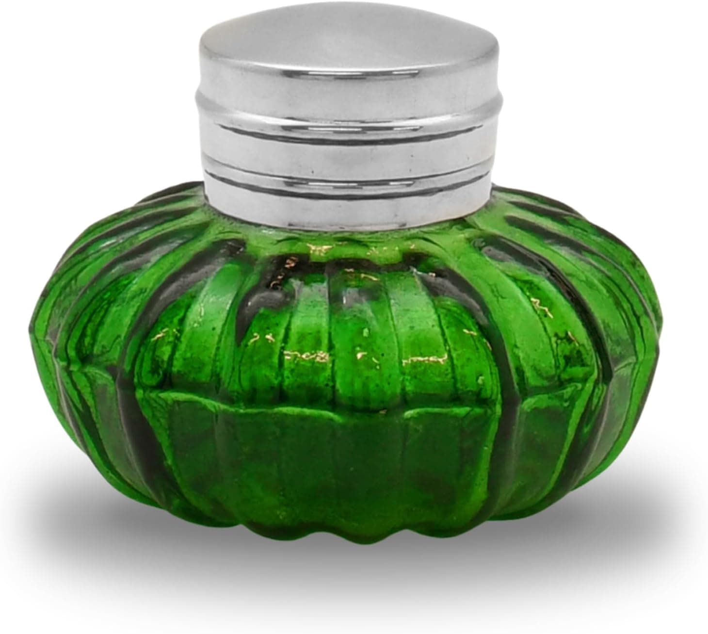 Vintage Fountain Pen Ink Bottle - Fancy Vintage Glass Bottle Inkwell for Dip Pen Ink and Calligraphy, 3.5" Green Glass
