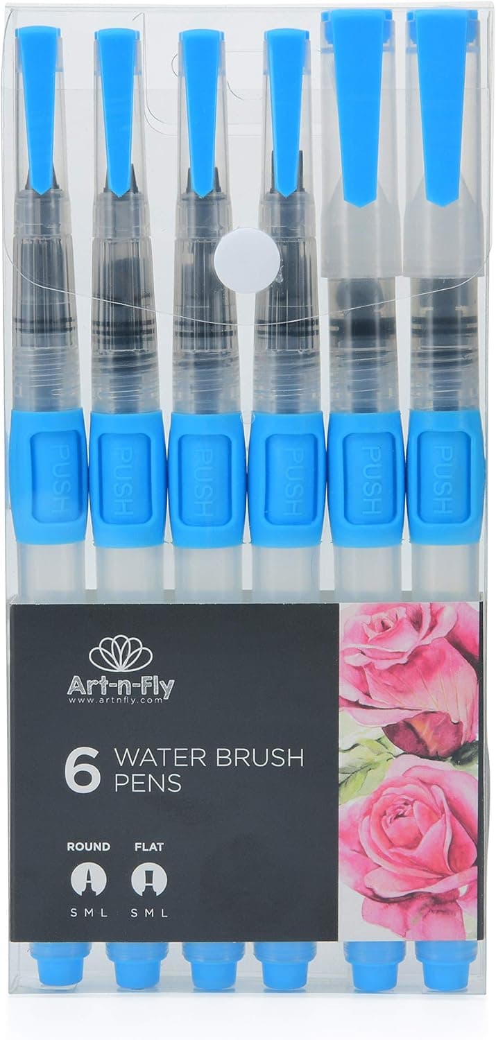 Art-n-Fly Water Brush Pen Set for Watercolor Painting, Calligraphy Lettering Aquarelle
