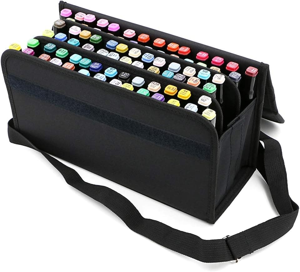 BTSKY Handy 80 Slots Carrying Marker Case Holder for Copic, Prismacolor, Touch, Spectrum Noir Markers (Black)