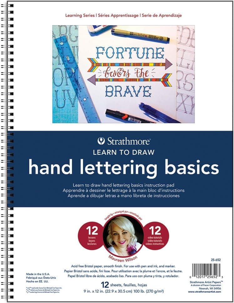 Strathmore Learning Series Hand Lettering Paper, Wirebound Pad, 9x12 inches, 28 Sheets (100lb/270g) - Markers, Ink, Pen