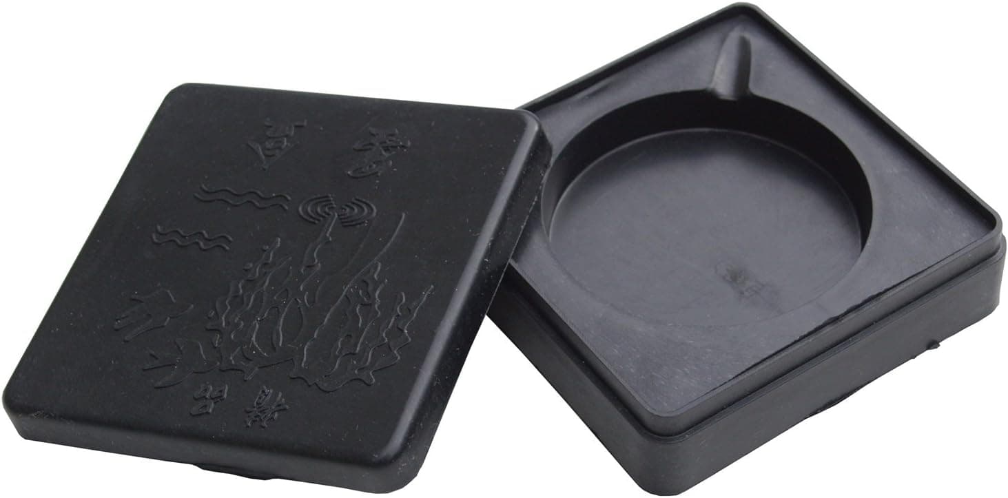 Writers Pens Pen Inkwell with Lid - 3" x 3" x 1", 9mm Deep - for Calligraphy Pen, Fountain Pen, Feather Quill, Oblique Pen