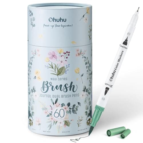 Ohuhu Adult Coloring Book Markers 60 Colors Dual Tip Water-Based-Maui-White