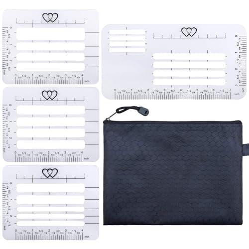 JANYUN 4 Style Envelope Addressing Guide Stencil, Templates Ruler Guide | Straight Spacing Line Thank You Card for Mother's Day Valentine's Day Scrapbooking Template Journal Lettering Writing