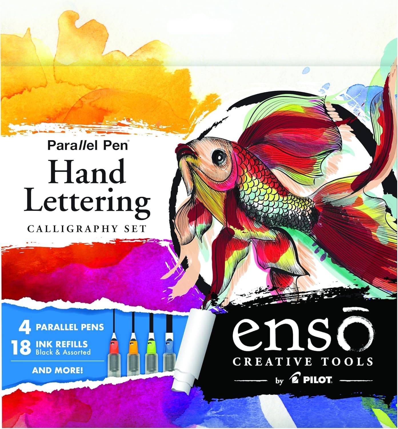 PILOT Enso Parallel Pen Hand Lettering Calligraphy Set - 4 Nib Sizes (1.5mm, 2.4mm, 3.8mm, 6.0mm) (10678)