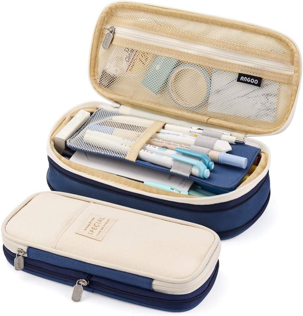 EASTHILL Big Capacity Pencil Pen Case, Large Storage Bag Pouch Holder Box Organizer, Blue