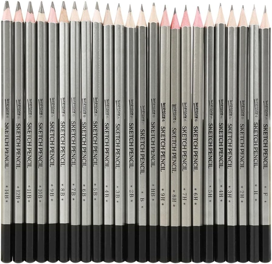 HEEPDD 24Pcs Drawing Sketching Pencil Set, Sketch Art Graphite Shading Pencils 9H-14B