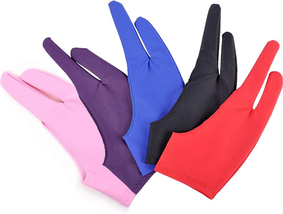Gzingen 5 Pieces Artist Glove for Drawing Tablet, Two-Finger Tablet Drawing Gloves for Graphics Pen Tablet Monitor