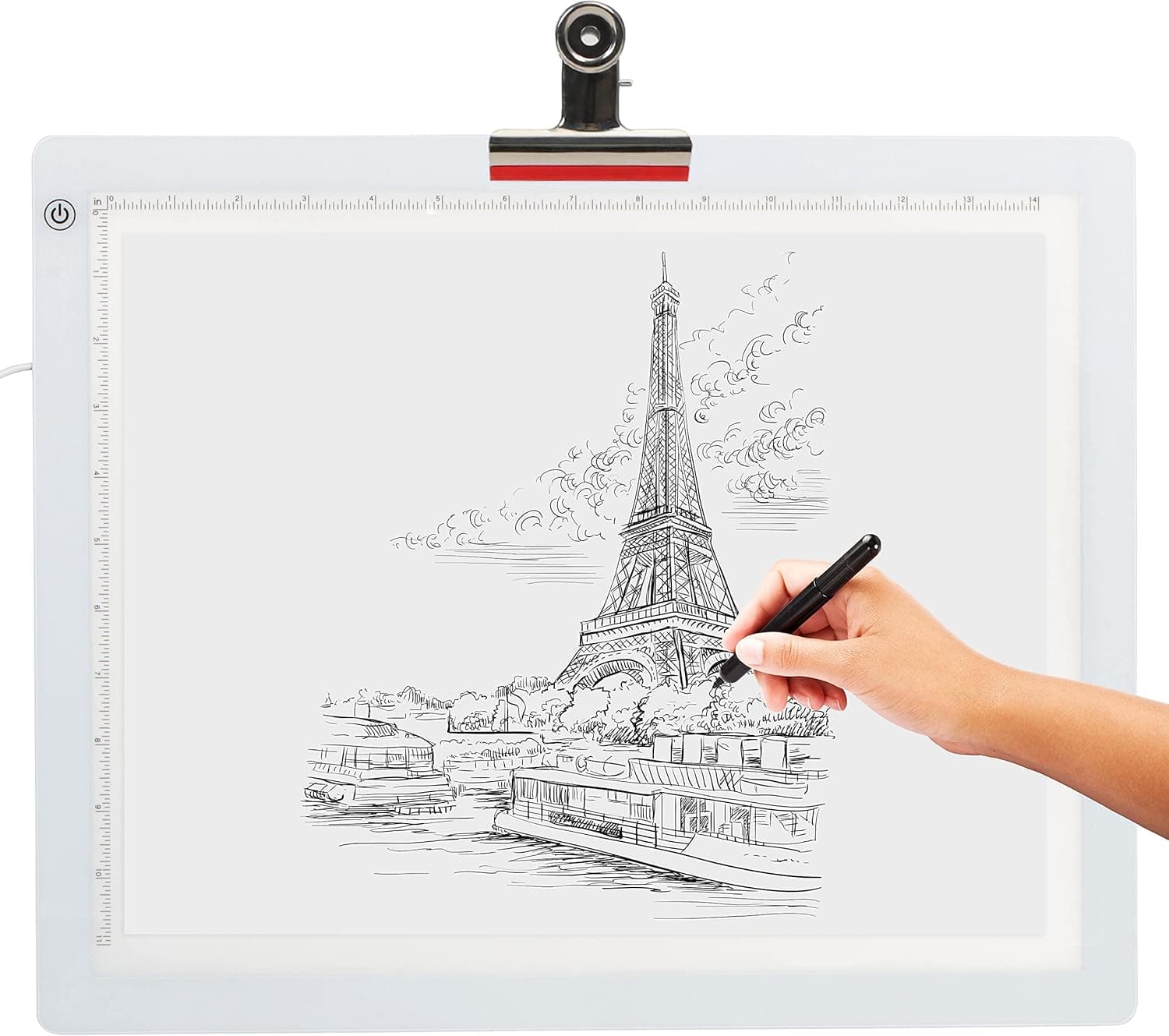 LED Tracing Light Box, Ultra-Thin Light Pad with Adjustable Brightness, USB Cable, Adapter, Tracing Paper and Clip