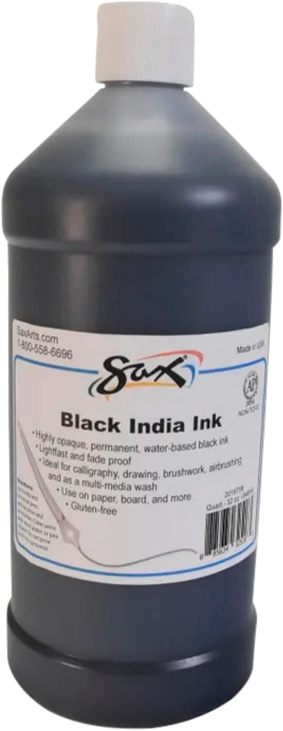 Sax Black India Ink, 1 Quart, Black