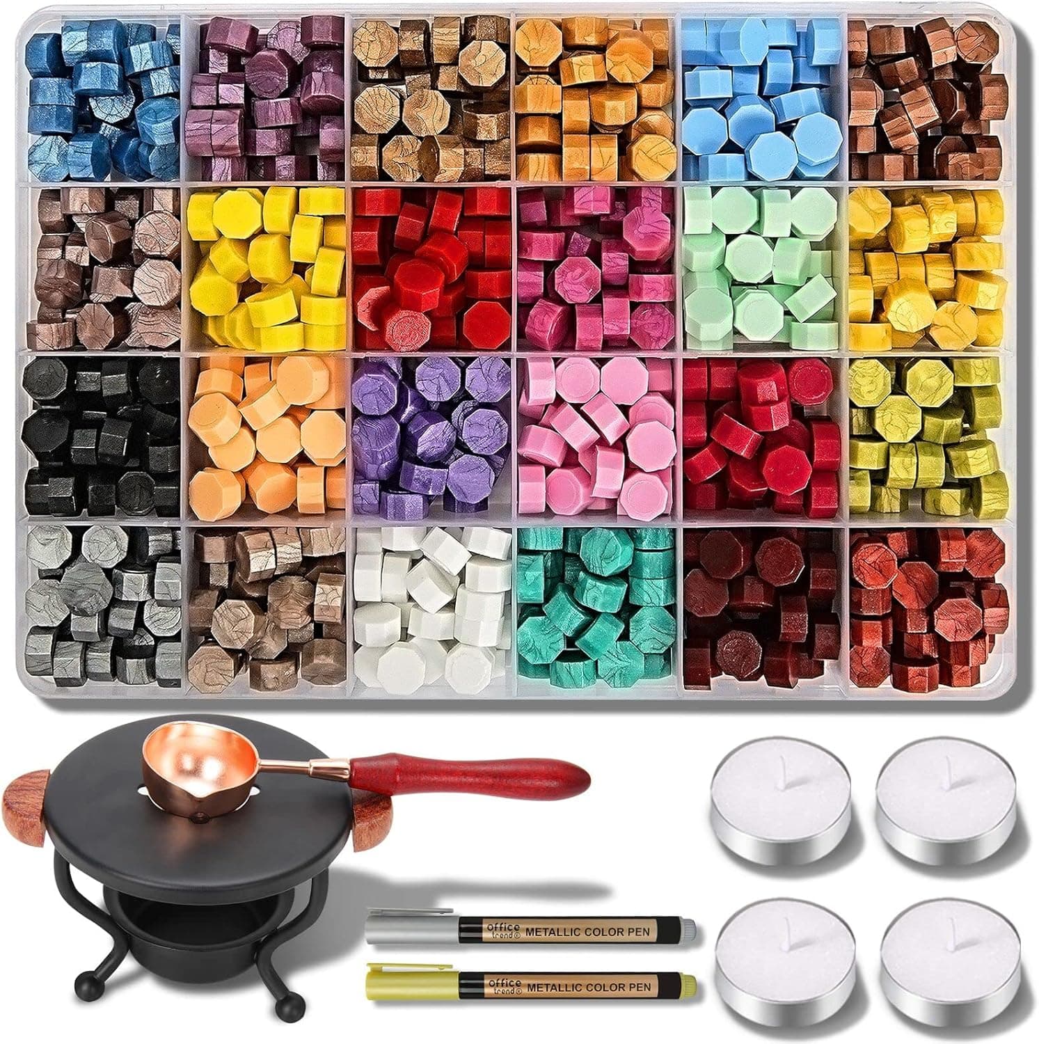 YIPLED 728PCS Wax Seal Stamp Kit with 24 Colors for Beginners, Wedding Invitations and Craft Projects