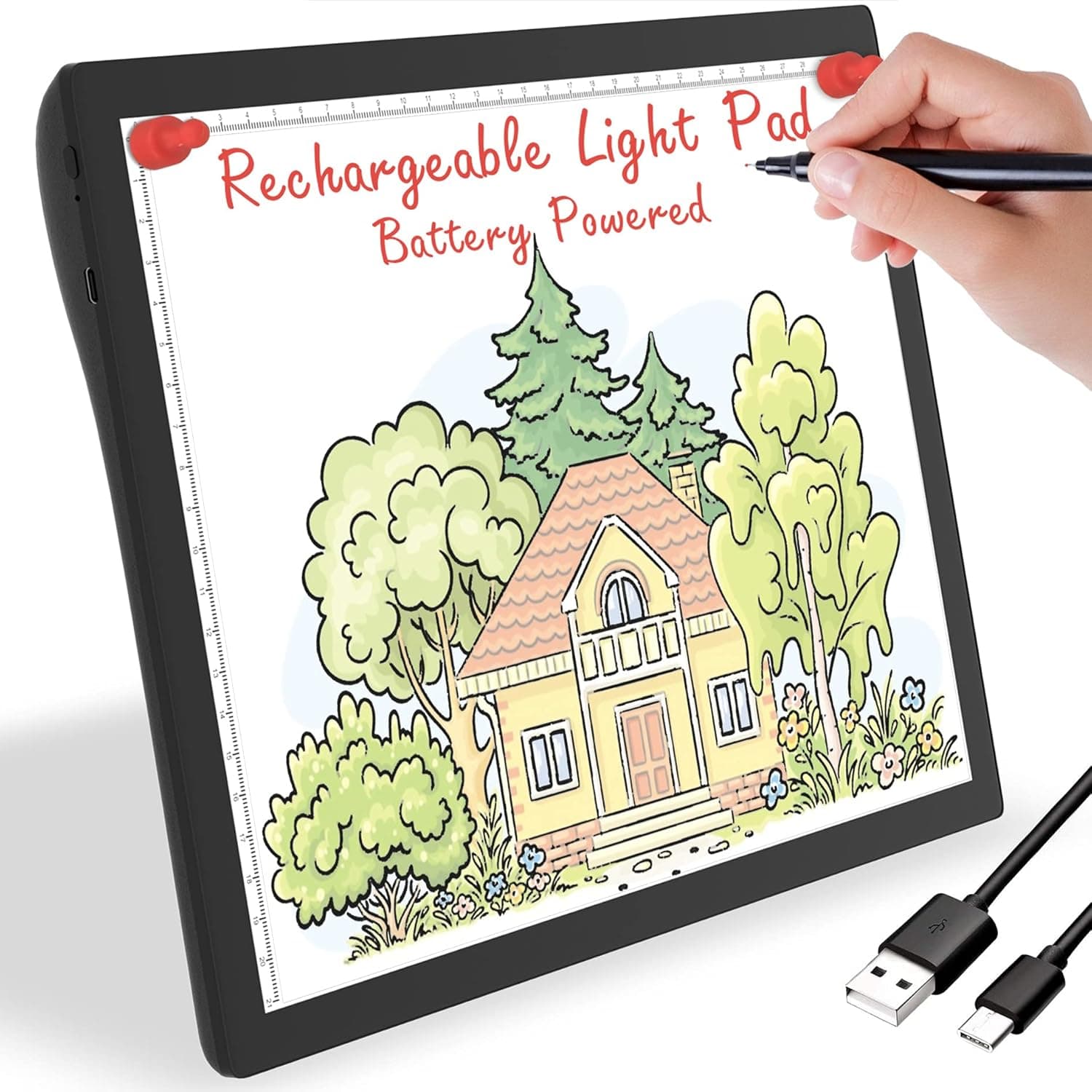 Golspark Rechargeable Light Box for Tracing, Portable Cordless A4 LED Light Pad, Wireless Battery Operated