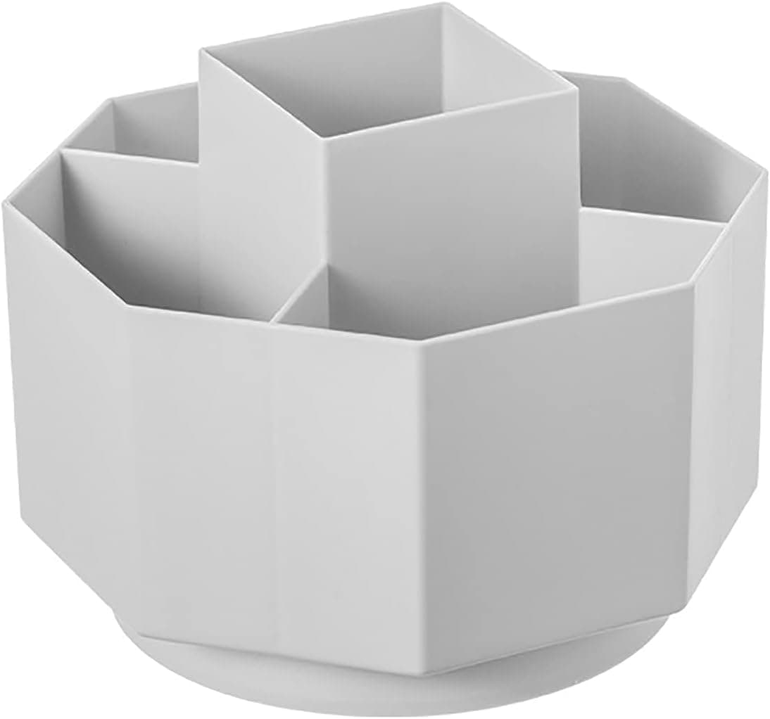Rotating Art Supply Organizer, Pen Holder Caddy for Desk, Plastic Pencil Holder Organizer, Spinning Desktop for Home, Office, Classroom (White)