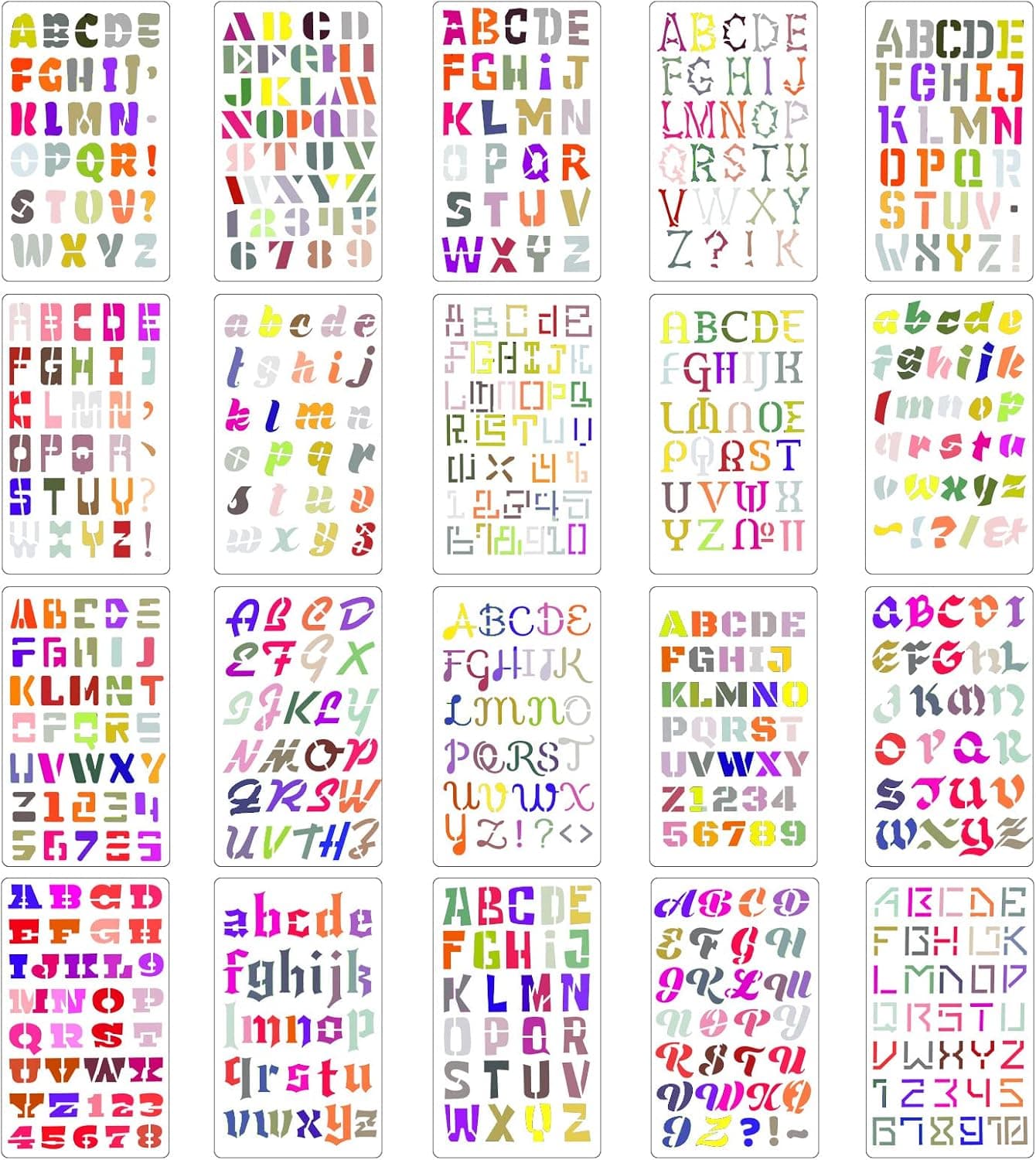 20 Pcs Letter Stencils 4 x 7 Inches Alphabet Stencils, Lettering Alphabet Stencil, Stencils Letters and Numbers, Symbol Journaling Stencils