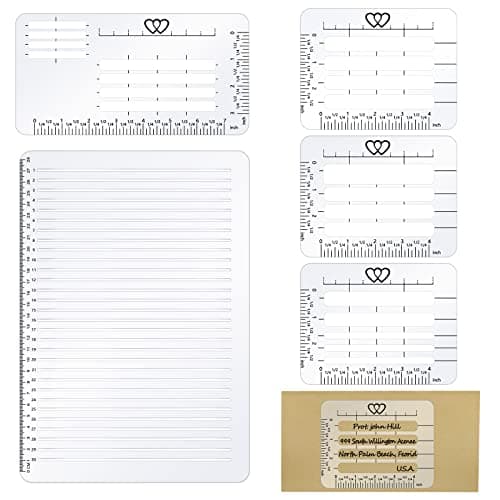 Teling 5 Pack Straight Line Stencil for Journaling, Stencil Templates Set | 11 Inch Envelope Addressing Guide Scale Spacing Line Ruler Guide for Card Paper Journal Lettering Writing