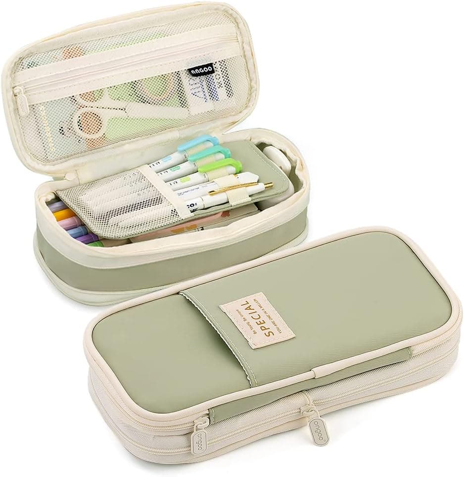 MAMUNU Expandable Pencil Case with Compartments, Large Capacity Portable Stationery Organizer