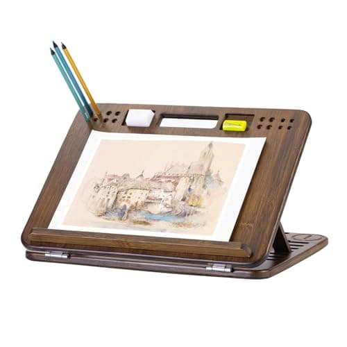 StrongTek Bamboo Tabletop Easel, 6-Angle Drawing Board for Desk and Lap