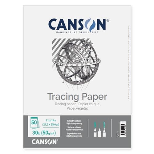 Canson Tracing Paper, 9" x 12", 50 Sheets/Pad, 1 Pad | Foldover Pad, 50 Sheets (30lb/50g) Art Supplies for Students & Professionals