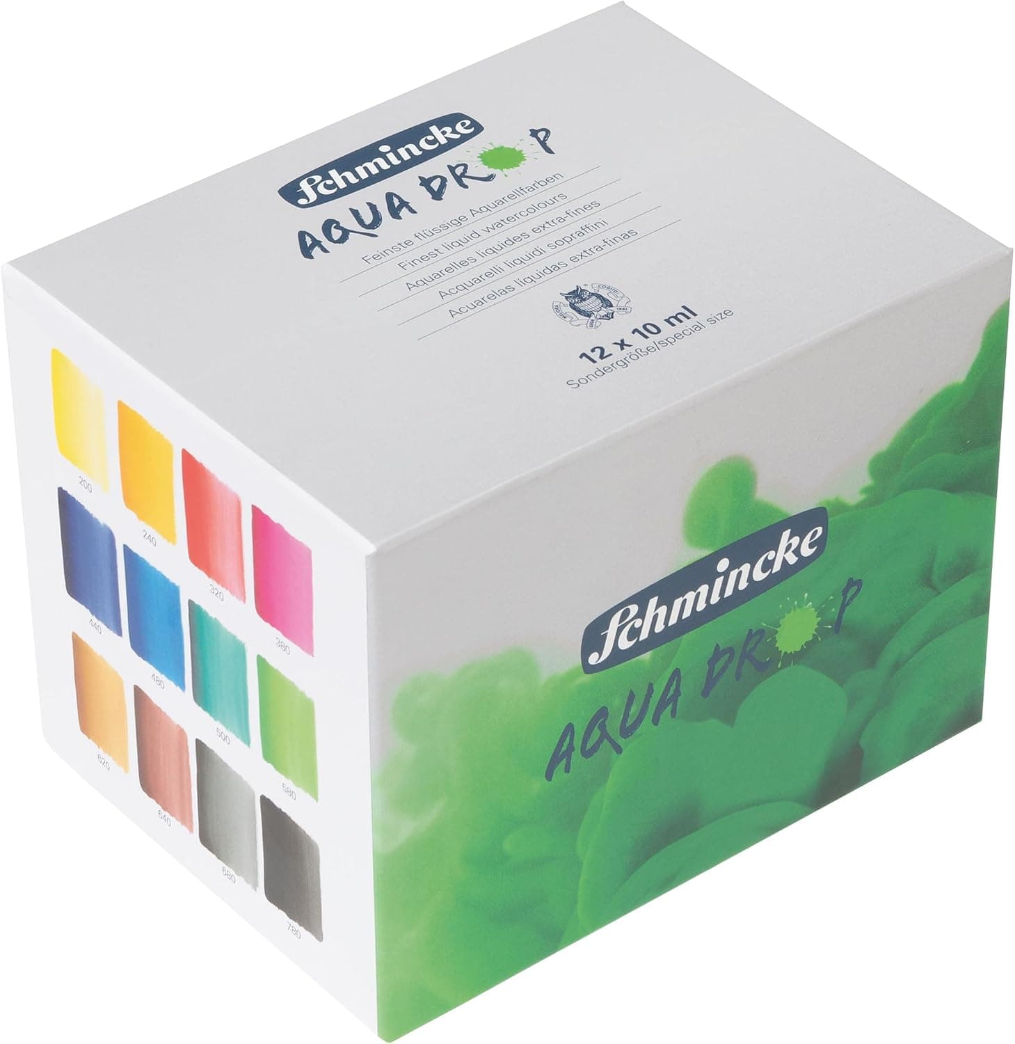 Schmincke AQUA DROP Liquid Highly Lightfast Watercolor Paint, 12 x 10 ml Set for Watercolor Painting, Calligraphy, Hand Lettering