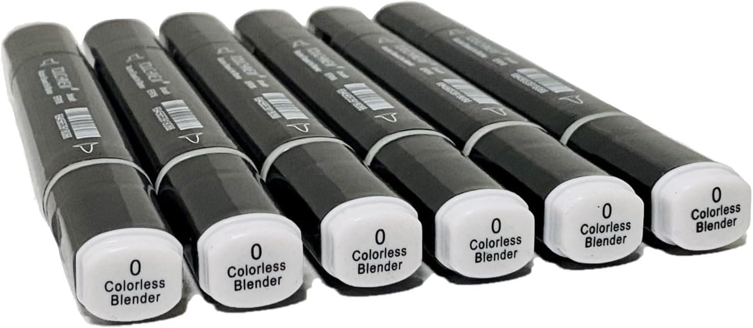 Arhomet 6 Pack Blender Colorless Alcohol Markers, Blending Double Tipped Soft Fine Tips and Brush