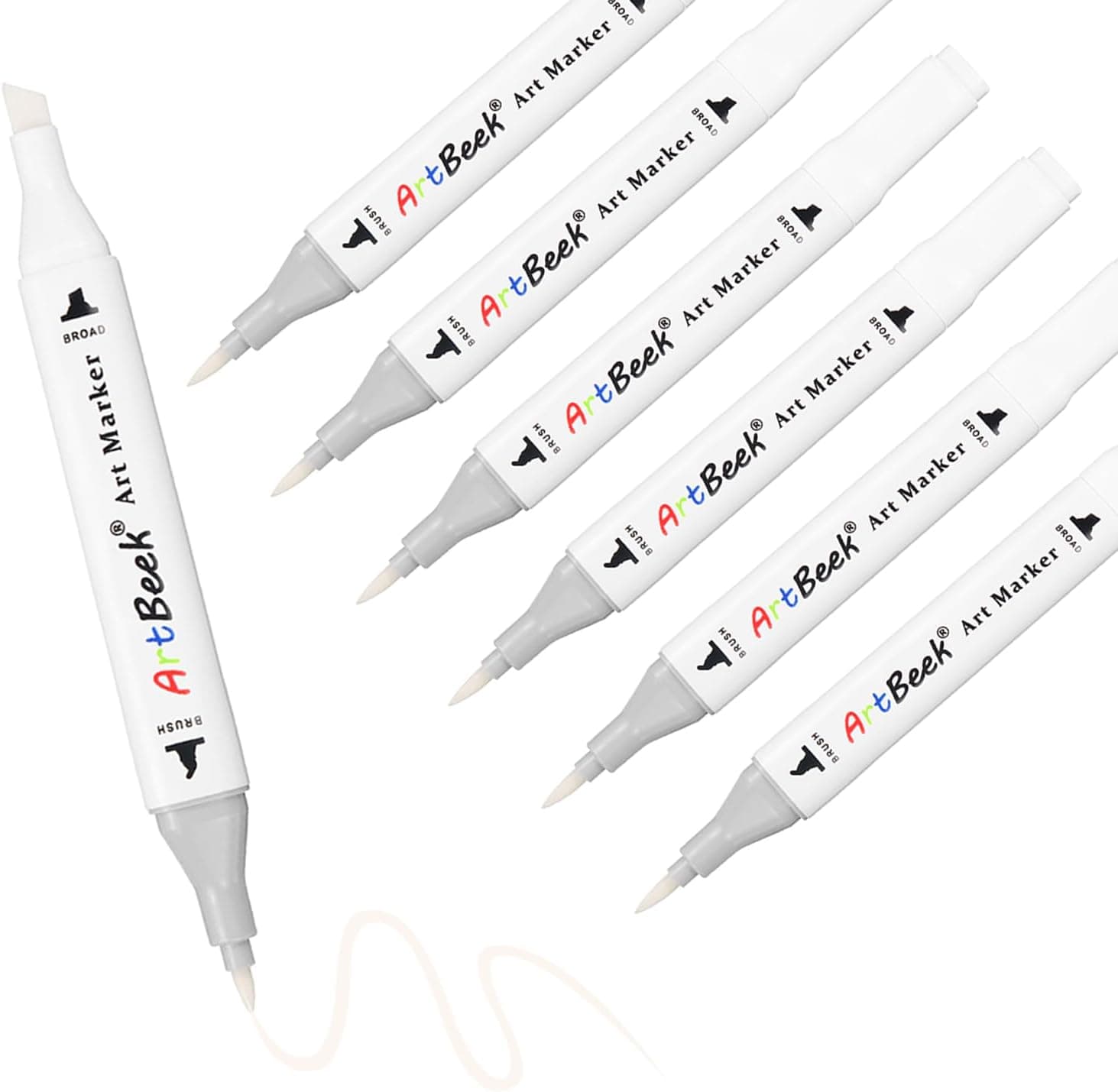 ArtBeek Alcohol Markers, White Blender Pens, 6Pcs Blending Blender Dual Tips Brush & Chisel Pen (Colorless)