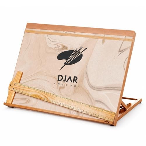 DJAR 5-Position Drafting Table for Painting, 25 3/5 Inches by 19 Inches | Adjustable Angle Tabletop Easel & Sketching Board for Painting, Perfect Desktop Workspace for Adult Artists and Students