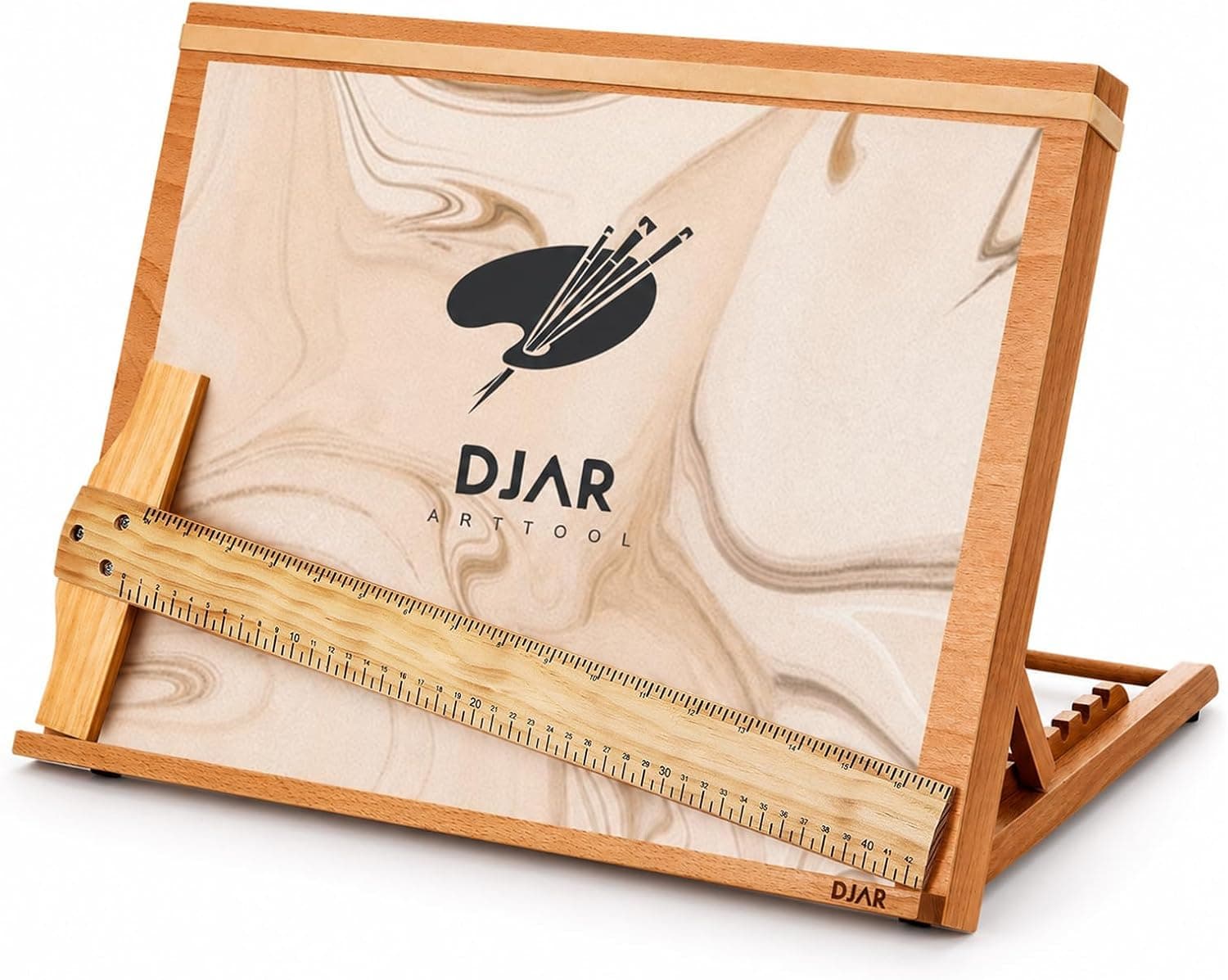 DJAR A3 Drafting Table Easel, Adjustable Portable Beech Wood Drawing Sketching Board, 5 Positions, Natural