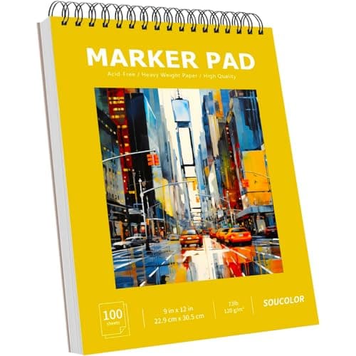 Soucolor Marker Paper Sketchbook,Bleedproof Maker Paper 9"x12"