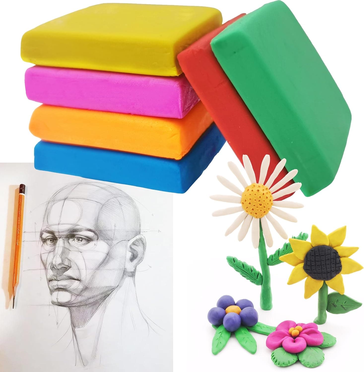 Kneaded Erasers for Artists 6 Pack, Kneadable and Moldable Art Erasers for Drawing, Charcoal, Sketching