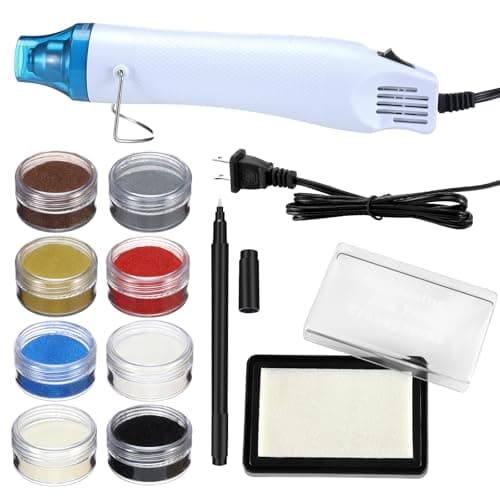 Lanties Embossing Kit with Heat Tool Bundle, 8 x 10ml Embossing Powders, Clear Embossings Pen and Ink Pad, Complete Embossings Kit for Starter Crafts (Classic Color)